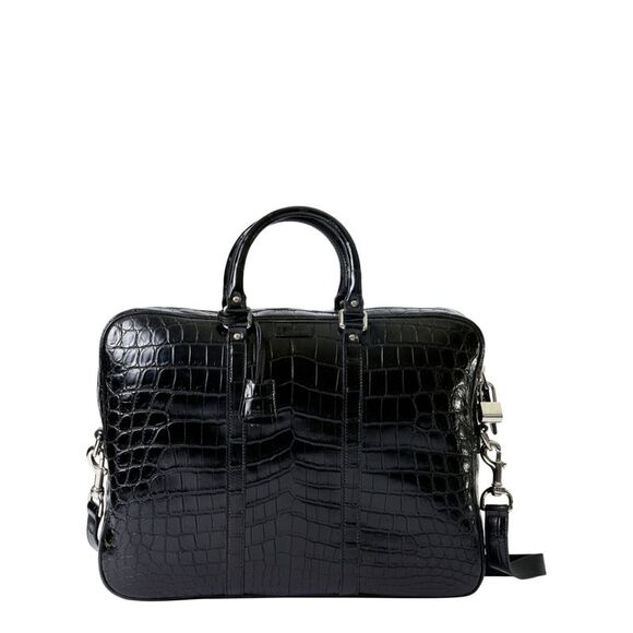 Gucci Black Briefcase C/Tracolla Crocodile - Picture 1 of 5